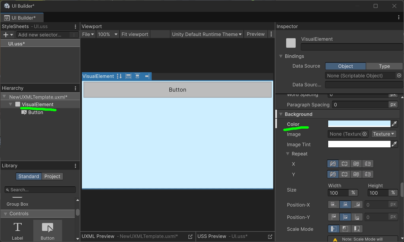 【UI Toolkit】を使ってみよう！UI BuilderでシンプルUI作成 - ChizuhamuChushin